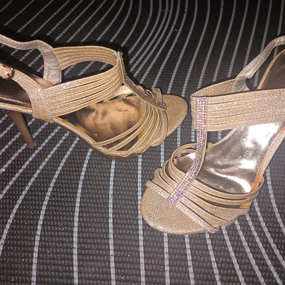 Elegant Gold Strappy Women's Heels